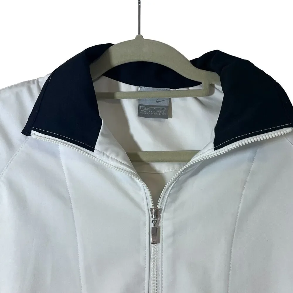 Nike White with Black Trim S (4-6) Jacket Full Zip Pockets - Picture 4 of 9